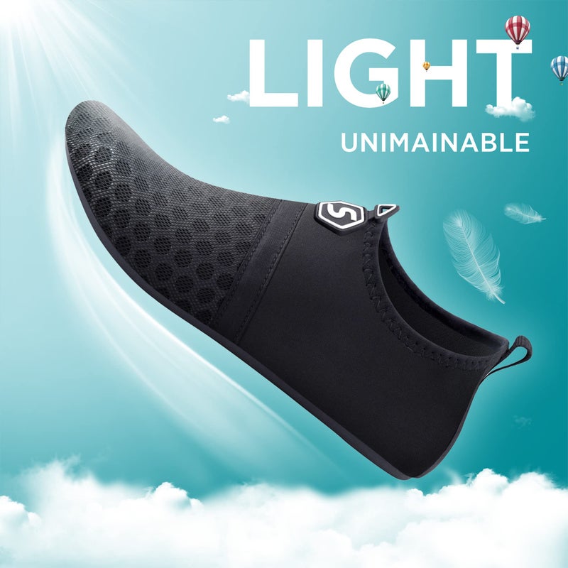 SEEKWAY Water Shoes Quick-Dry Aqua Socks Barefoot Slip-on for Beach Pool Swim River Yoga Lake Surf Women Men Black SK001 - Image 5